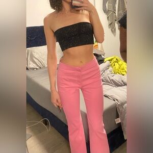 Bright pink zara flared pants
